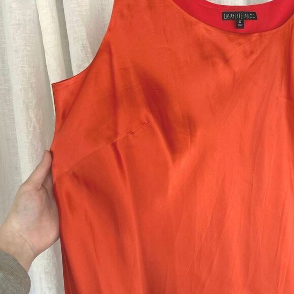 NWT Lafayette 148 New York Orange 100% Silk Tank Blouse, Sz 22 - Picture 7 of 8